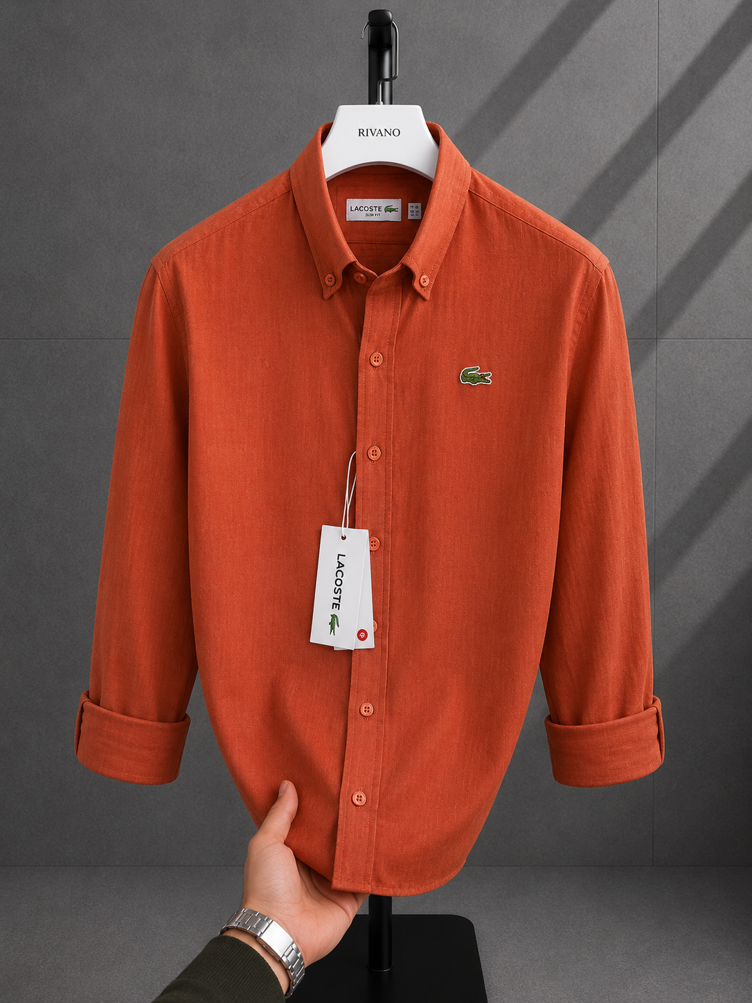 Lacoste-Keten  pamuk Gömlek-Yazlık (kiremit)