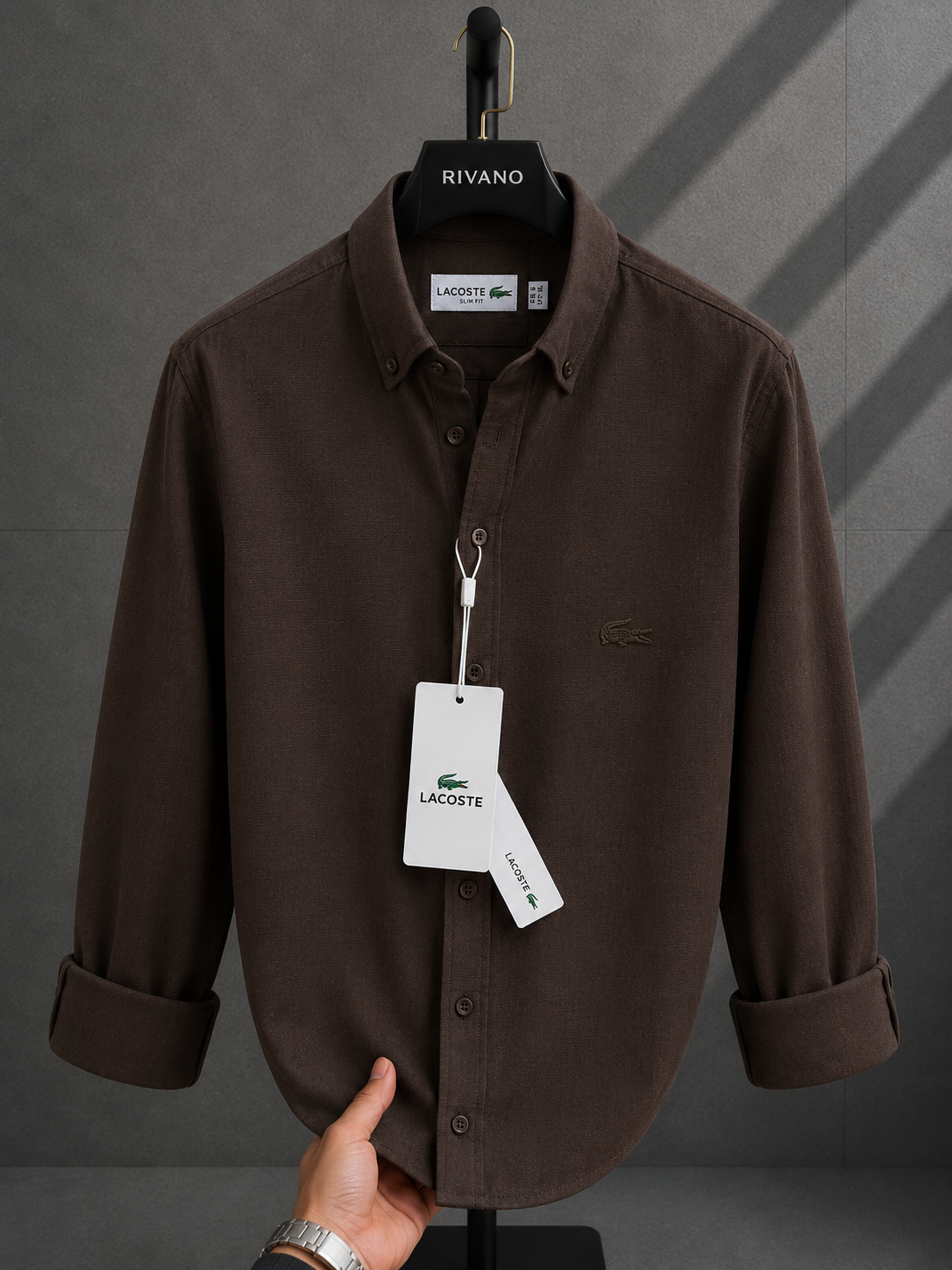 Lacoste-Keten Gömlek-Yazlık (kahverengi)