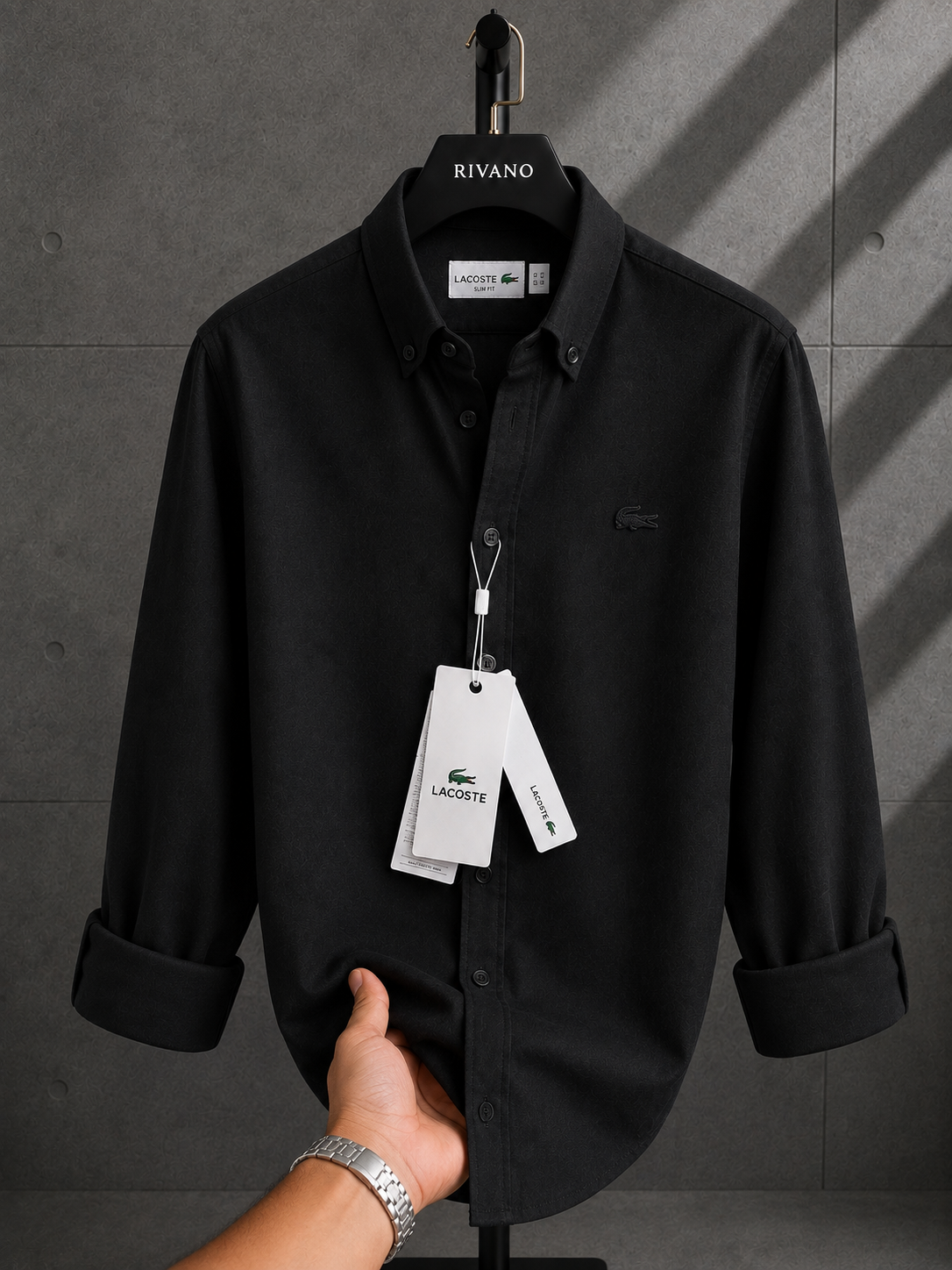 Lacoste-Siyah-Keten Gömlek-Yazlık