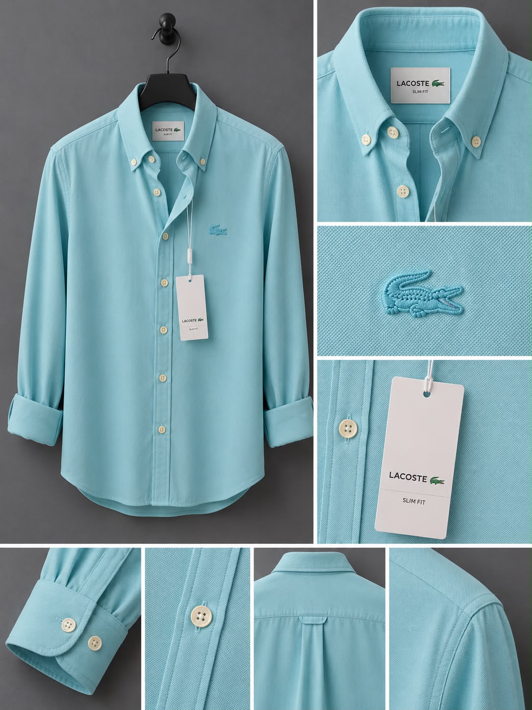 Lacoste-oxford pamuk-Gömlek-Yazlık(Bebe Mavisi)