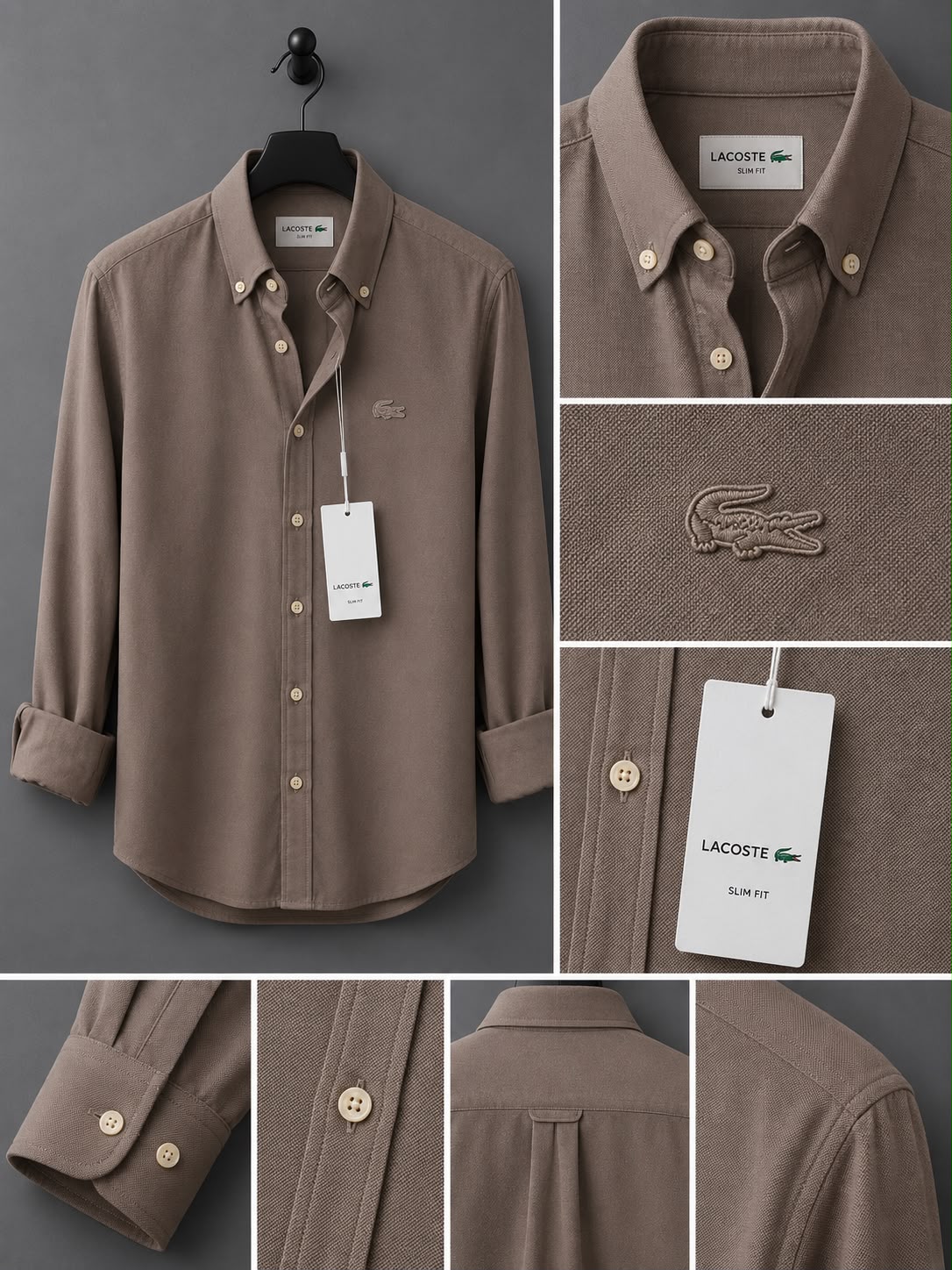 Lacoste-oxford pamuk-Gömlek-Yazlık(Açık Kahverengi)