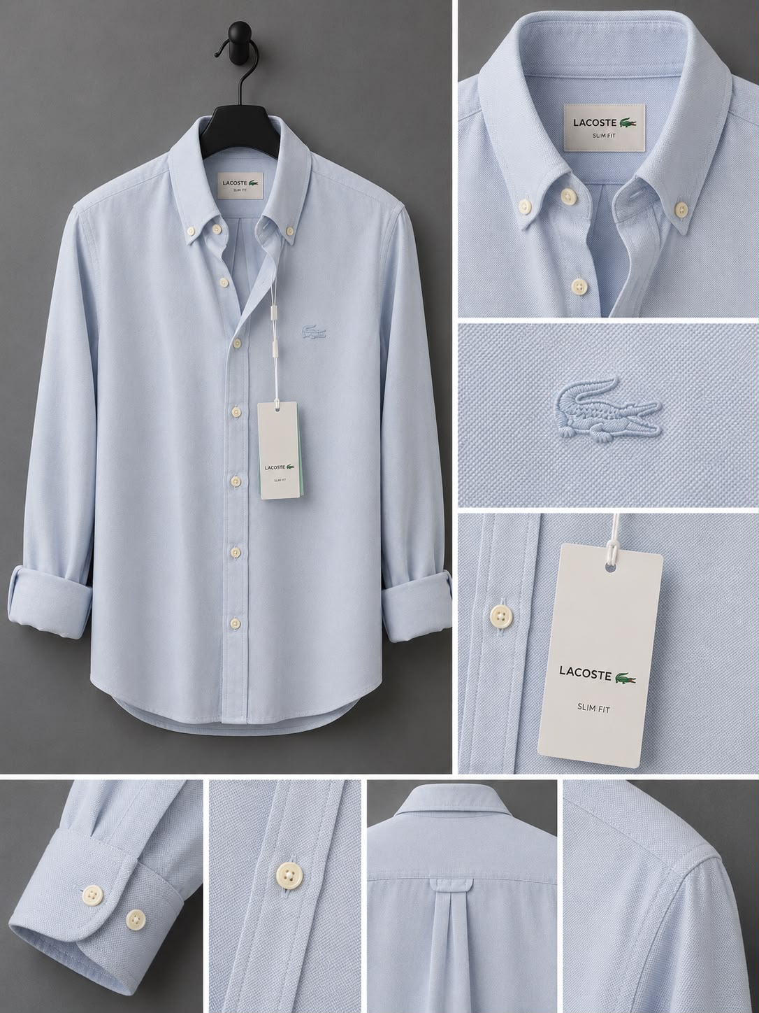 Lacoste-oxford pamuk-Gömlek-Yazlık(Buz Mavisi)