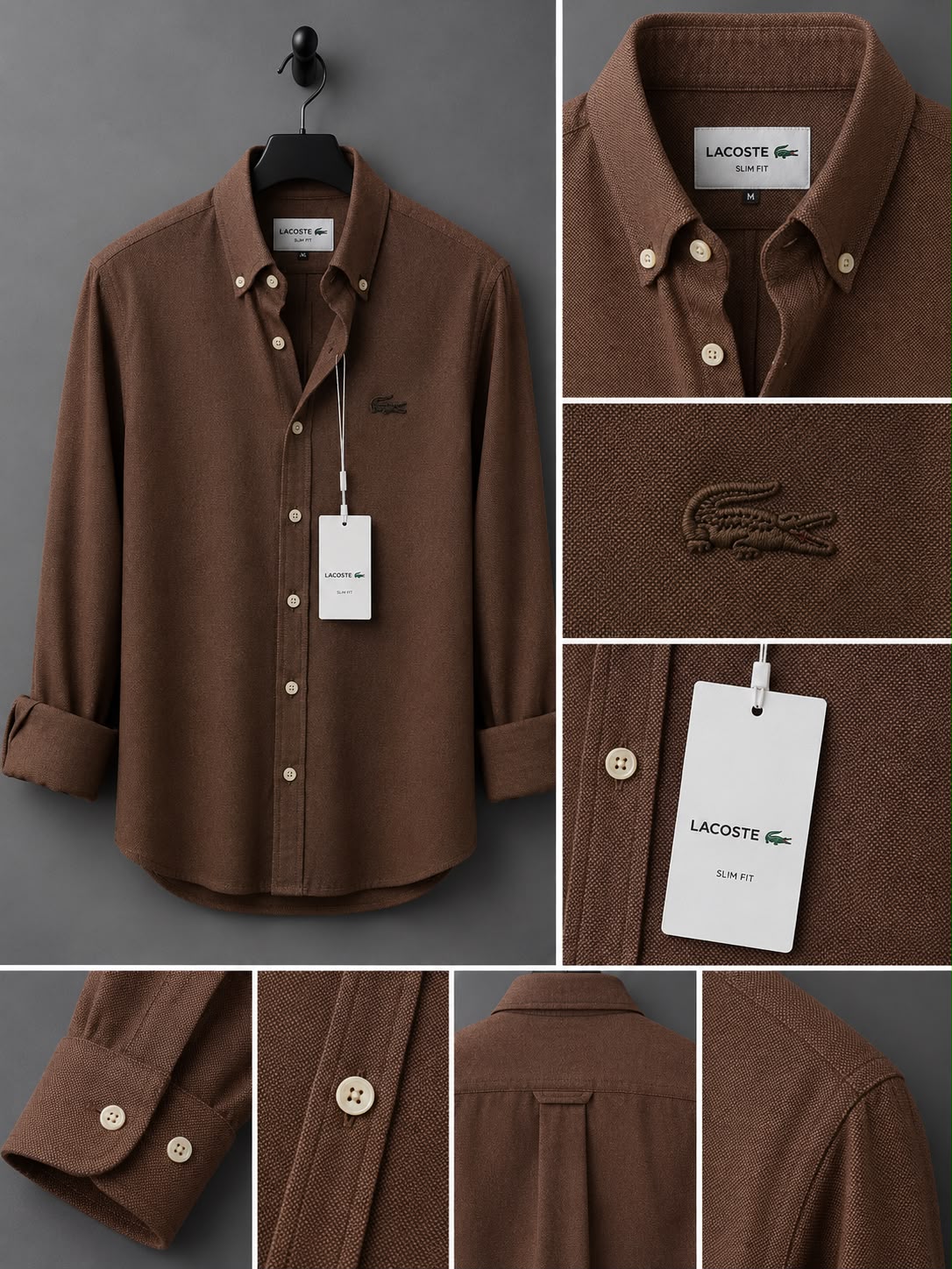 Lacoste-oxford pamuk-Gömlek-Yazlık(Kahverengi)