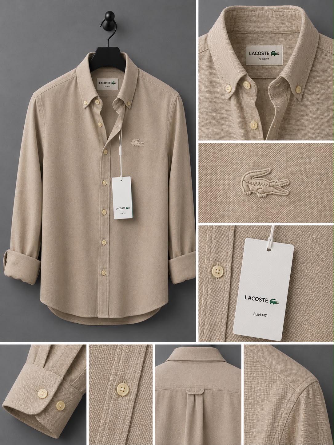 Lacoste-oxford pamuk-Gömlek-Yazlık(Bej)