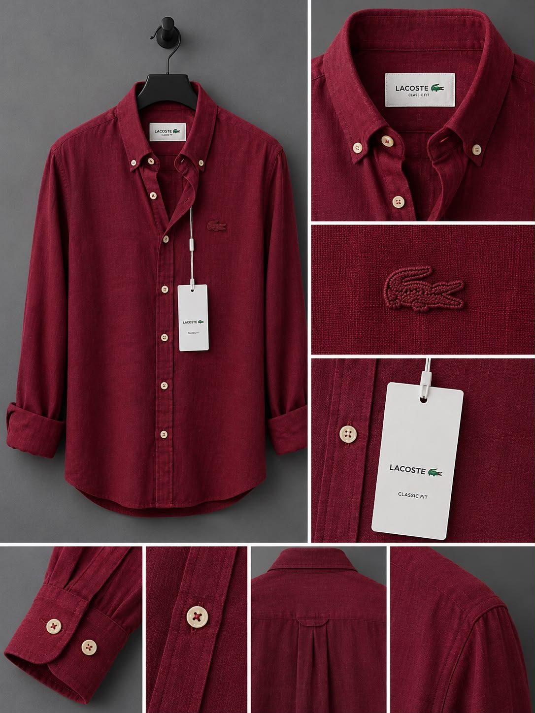 Lacoste-oxford pamuk-Gömlek-Yazlık(Vişne Çürüğü)